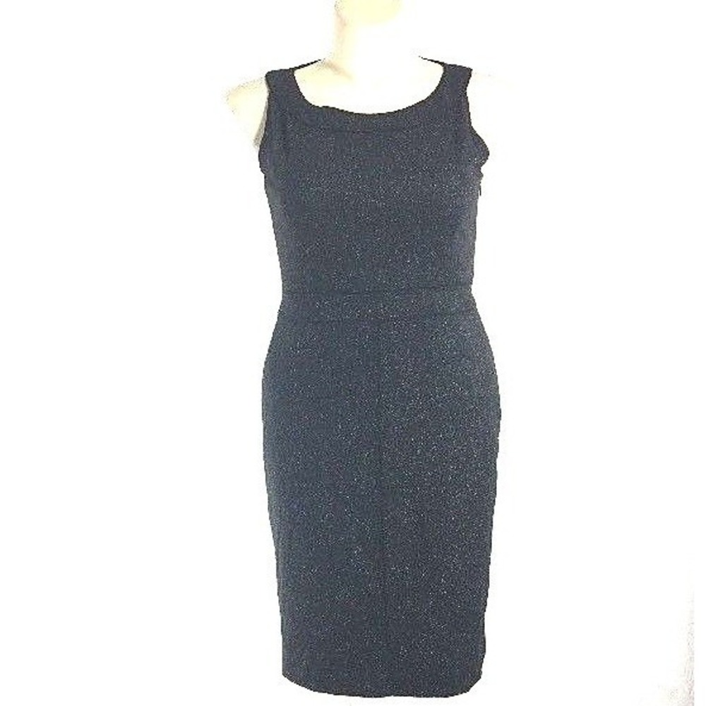 Ann Taylor Dress 12P Black White Tweed Silk Wool Bl Sheath Seam Detail Career